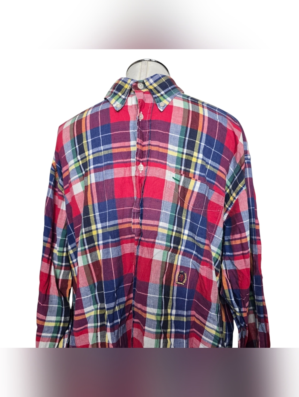 Tommy Hilfiger Plaid Red Blue Green Yellow Long Sleeves Shirt L Mens - Picture 2 of 6